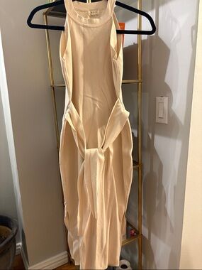 Tie-Front Midi Dress in Cream